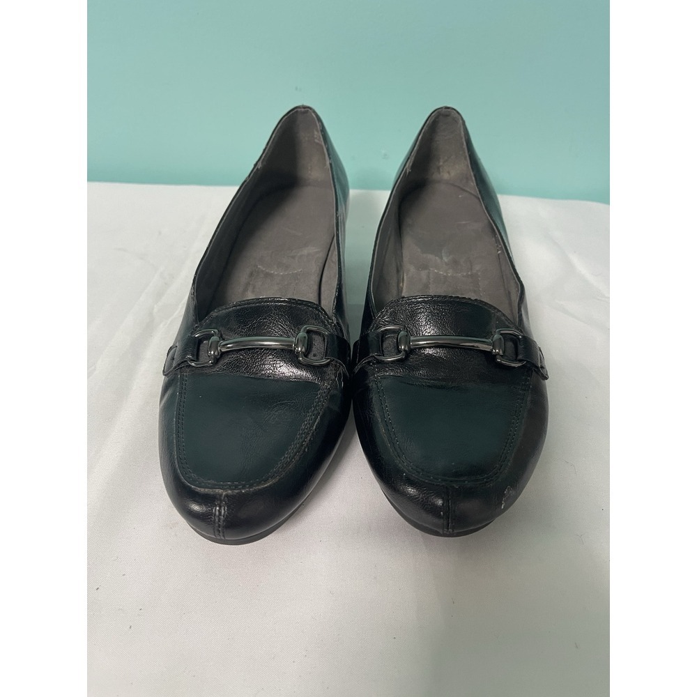 A2 Aerosoles Size 9 Black Leather Womens Shoes‎ Slip on  S-438